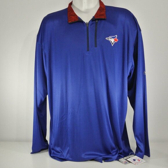 TORONTO BLUE JAYS Long Sleeved Polo Shirt Majestic Size 3XLT Big & Tall NWT - Picture 1 of 7